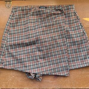 Lovely Day Mini Skort - Black, White, Brown Plaid